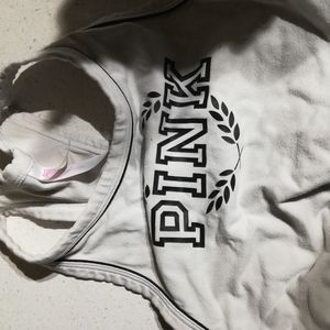 Pink white sports bra